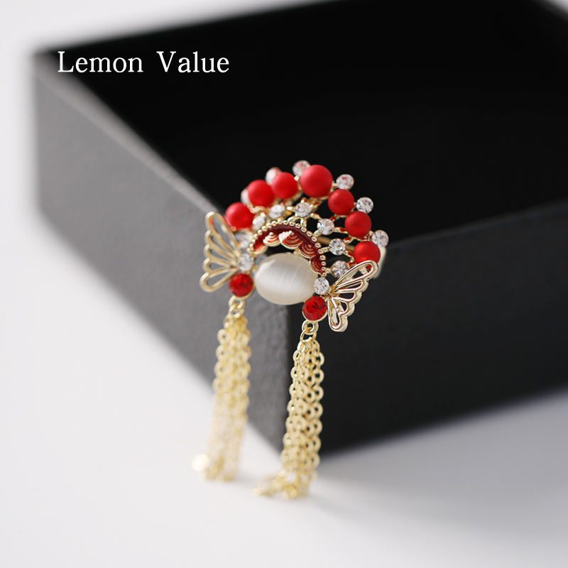 Lemon Value流苏中国风京剧脸谱胸针刀马旦高档胸花西服衣服别针