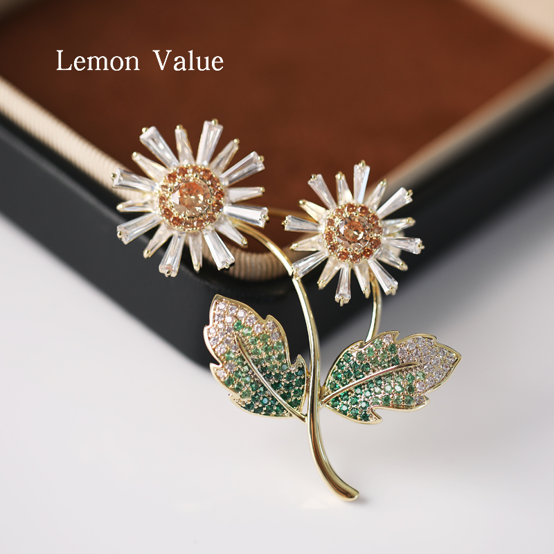 Lemon Value一举夺魁向日葵胸针精致高档女胸花别针配饰高考礼物