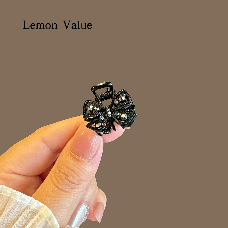 Lemon Value蝴蝶结抓夹韩国精致水钻鲨鱼夹小号刘海夹子网红发夹