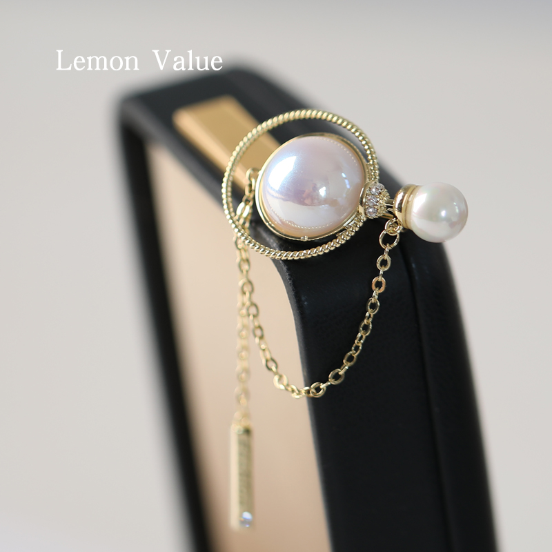 Lemon Value流苏珍珠胸针潮流配饰日韩别针高档外套百搭西服胸针