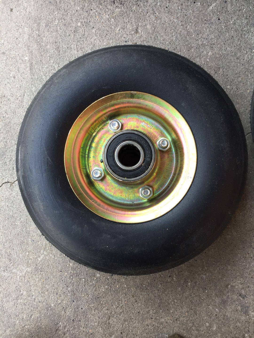 10寸350-4实心橡胶轮胎发泡轮手推车板车轮子孔20mm轴承6204包邮