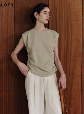 CIRCLOFY瑟夕 法式圆领无袖背心t恤女2026夏季新款百搭收腰小衫