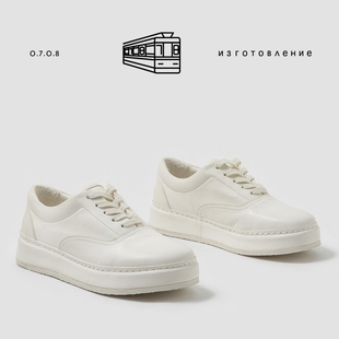 耐磨软厚底男小白鞋 法式 简约风 手工马皮男士 男休闲复古鞋
