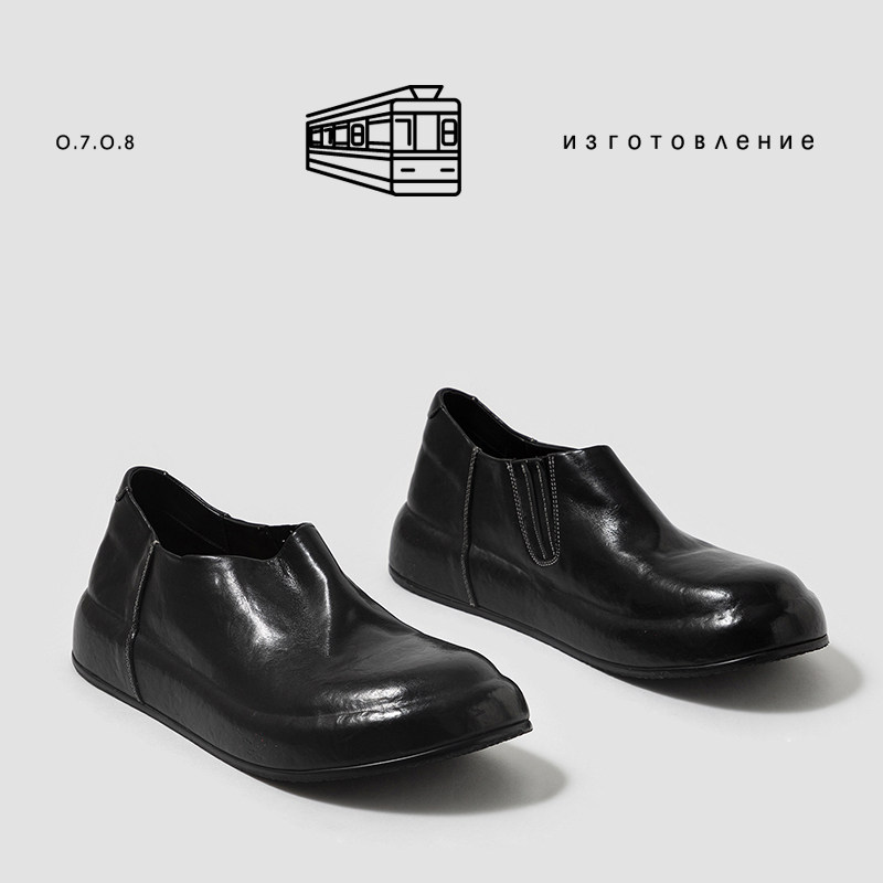 法式手工无痕简约马皮包皮软底男士套脚休闲鞋男复古一脚蹬懒人鞋