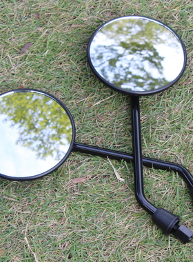 适用摩托车配件CG125覆古改装后视镜黑色后视镜直柄反光镜倒车镜M