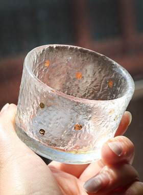 日式家用清酒梅子酒杯果酒大号白酒杯小杯米酒一口杯锤纹玻璃杯子