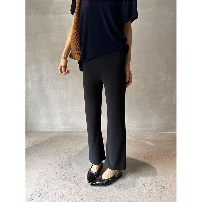 摩登mdeng高腰显瘦九分微喇裤女2025夏新款百搭修身休闲裤61608B
