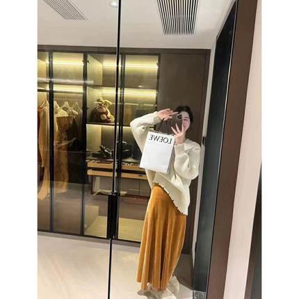 mdeng冬季新韩系高腰显瘦A字慵懒风丝绒鱼尾半身裙女摩登7850