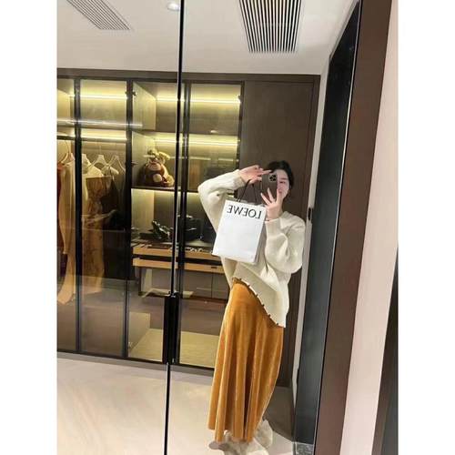 mdeng冬季新韩系高腰显瘦A字慵懒风丝绒鱼尾半身裙女摩登7850