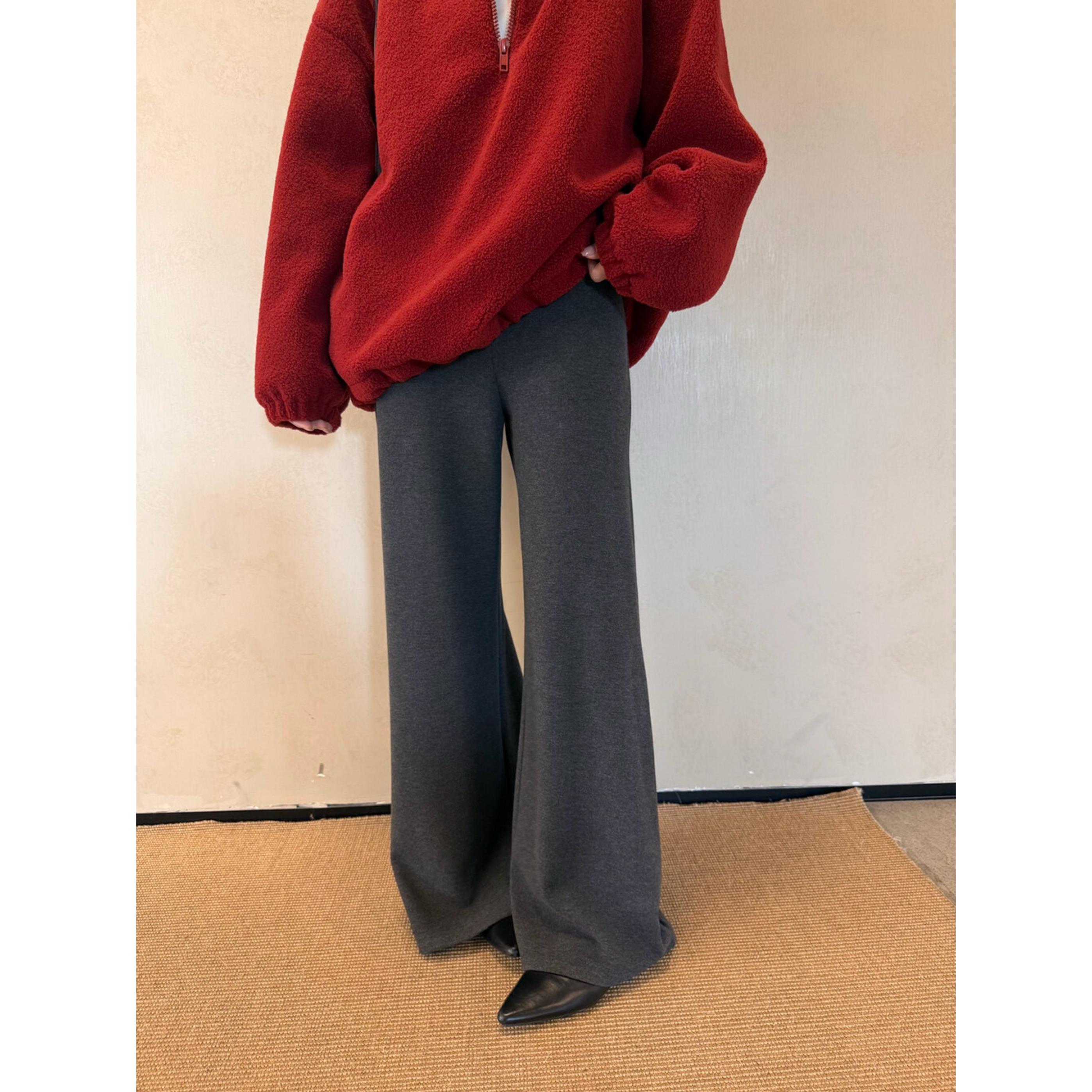 mdeng摩登Y851直筒休闲裤女秋冬新款韩版高腰显瘦垂感百搭微喇女