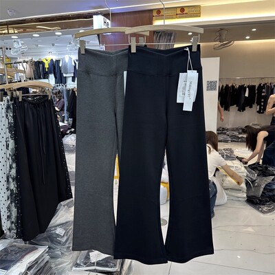 MDENG197摩登2K789-1冬季宽高腰显瘦加绒小直筒微喇裤拖地长裤女