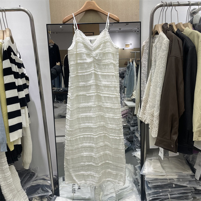 NICE8235春装新款韩版宽松显瘦褶皱百搭性感蕾丝吊带连衣裙女