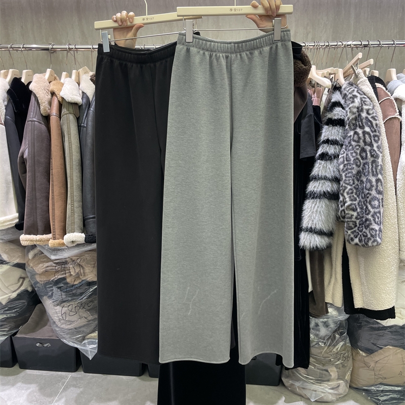 摩登mdeng韩系高腰显瘦加绒休闲裤女2025冬季新款直筒裤7212C