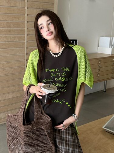 ZW卓娃2026春季新款简约百搭绣钻字母纯棉短袖T恤女上衣搭配披肩