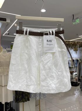 NICE 88D37正版2026夏季新品高腰亚麻阔腿裤显瘦休闲裤短裤女