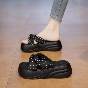 小香风沙滩鞋 厚底凉拖鞋 外穿仙女风增高配裙子时尚 女夏季 2025新款