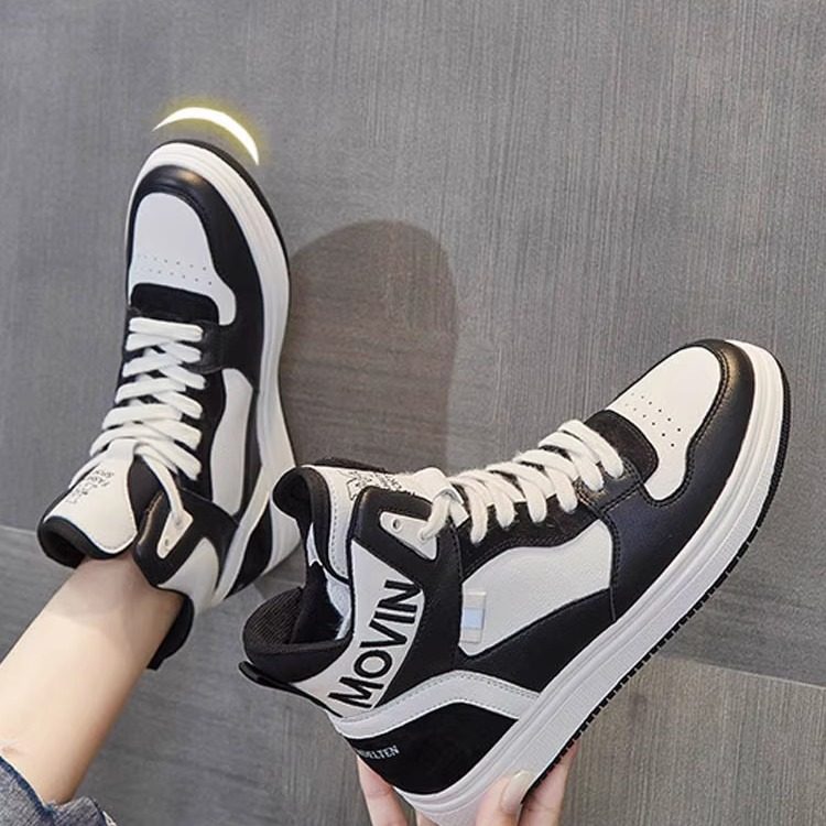 真皮爆款高帮鞋女鞋2025新款休闲软底不累脚秋冬加绒小白运动板鞋