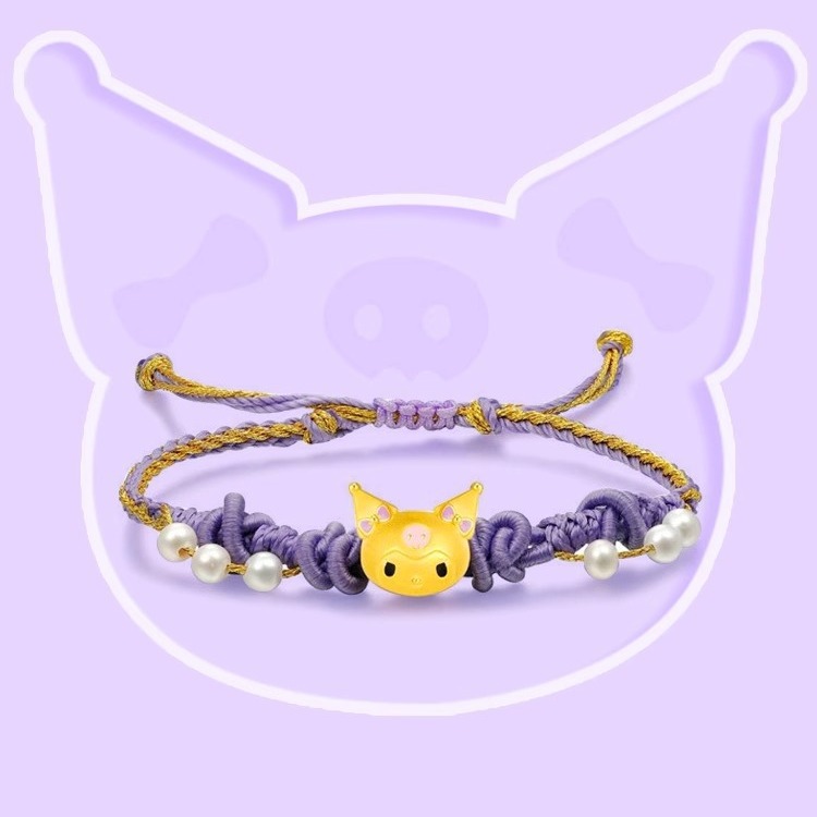 玖凤祥999足金库洛米手链金包银 黄金库洛米吊坠清新甜美手链送女