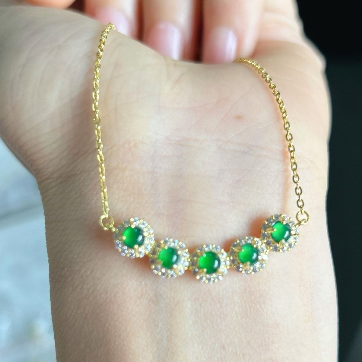 天然A货阳绿手链S925银镶嵌冰种玉石时尚高档女款手饰