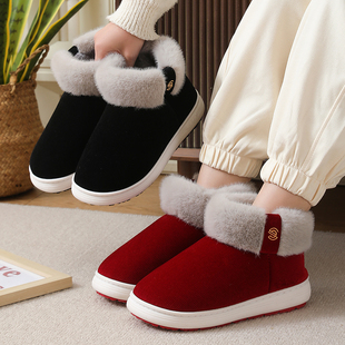 爸妈外穿保暖棉鞋 高帮包跟厚底防滑冬季 加绒加厚中老年人男女款