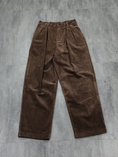 日常百搭通勤裤 国潮巴黎扣复古偏大灯芯绒休闲裤 宽松阔腿双褶个性