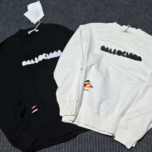 美式复古植绒字母长袖男女宽松休闲百搭情侣装趣味人物上衣[424]