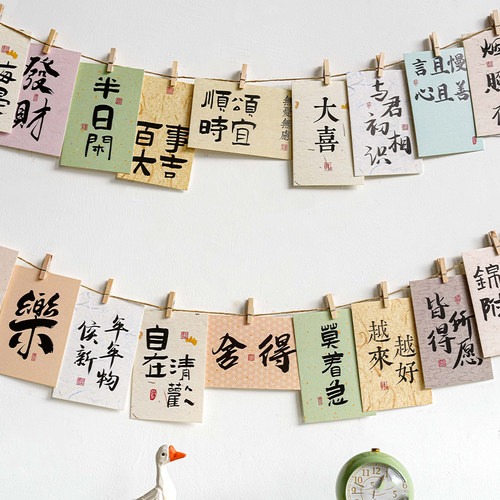 照片墙装饰麻绳木夹子挂饰