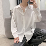 秋季潮新款宽松慵懒风白色衬衫设计感XZ517A-1-CS801-P48控58，男装衬衫，星座517A-1