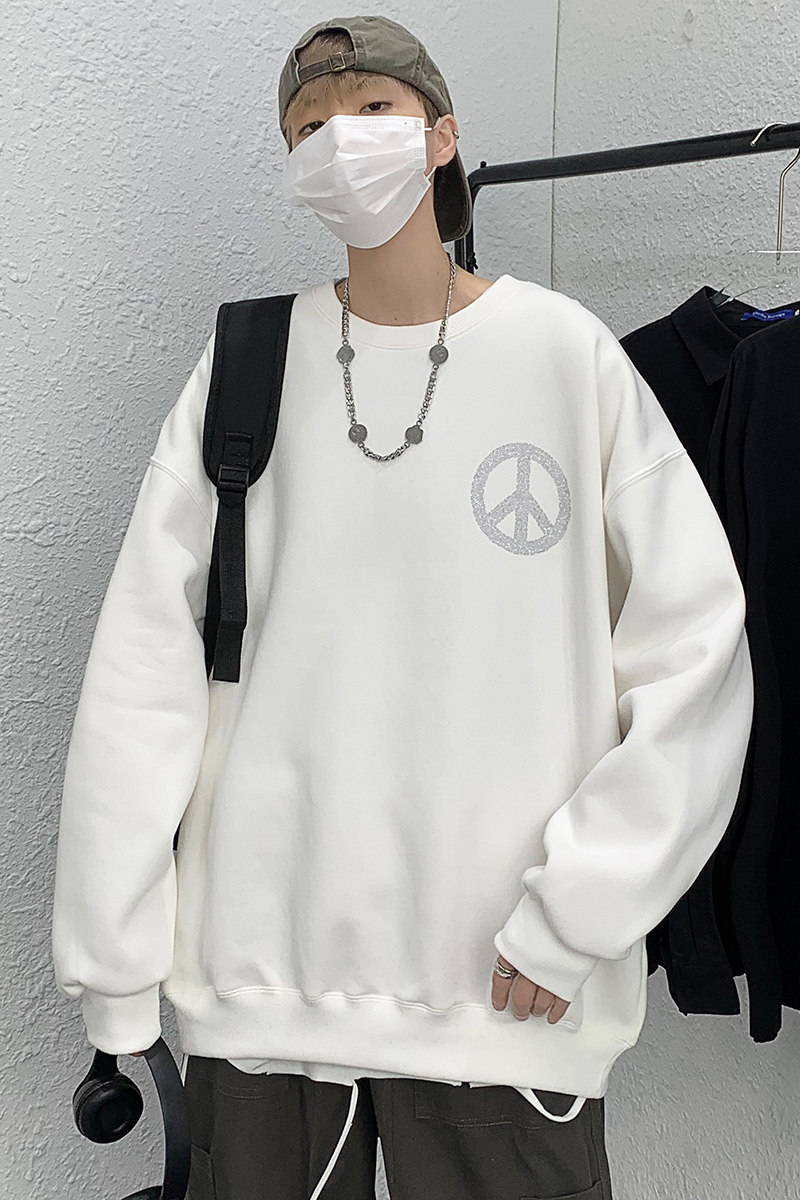 白宽松大码圆领印花卫衣港风大皂情侣XZ517A-1-WY601-P43控58,男装卫衣,星座517A-1
