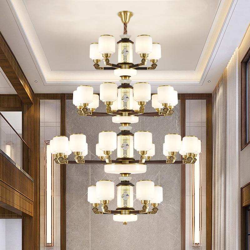 全铜新大中式客150吊灯建房别墅自厅大吊灯豪华大气高级感家厅用