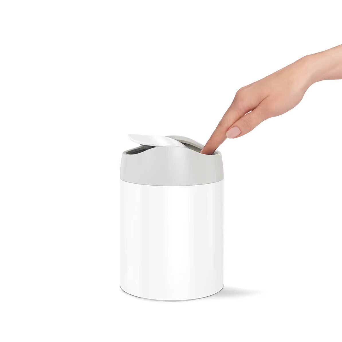 美国Simplehuman1.5升圆形迷你个性摇盖式收纳垃圾桶办公家居桌面