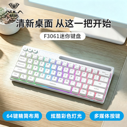 狼蛛F3061迷你静音有线游戏键盘