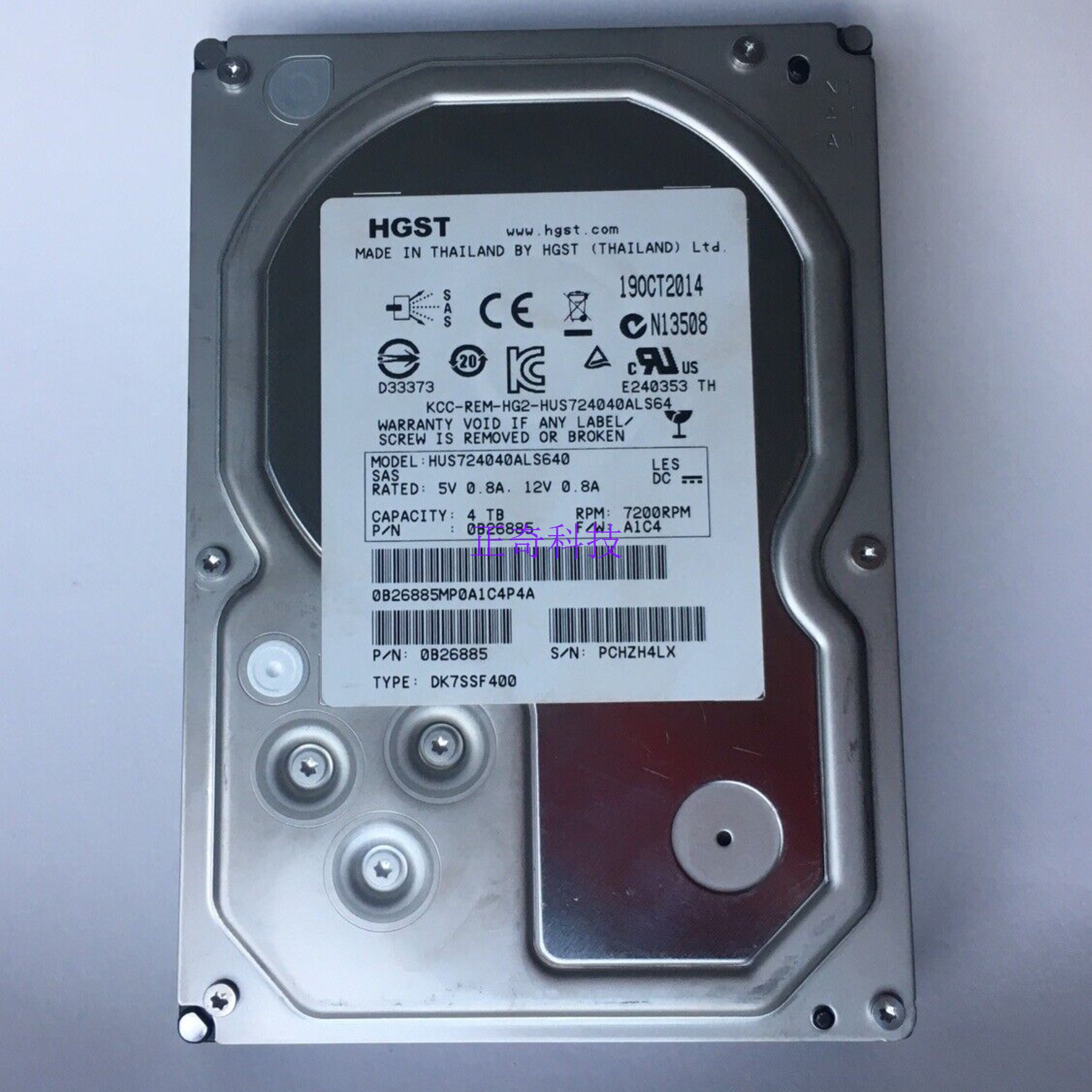 HGST/日立 HUS724040ALS640 SAS 4T 7.2K 3.5 6Gb 4TB 服务器硬盘