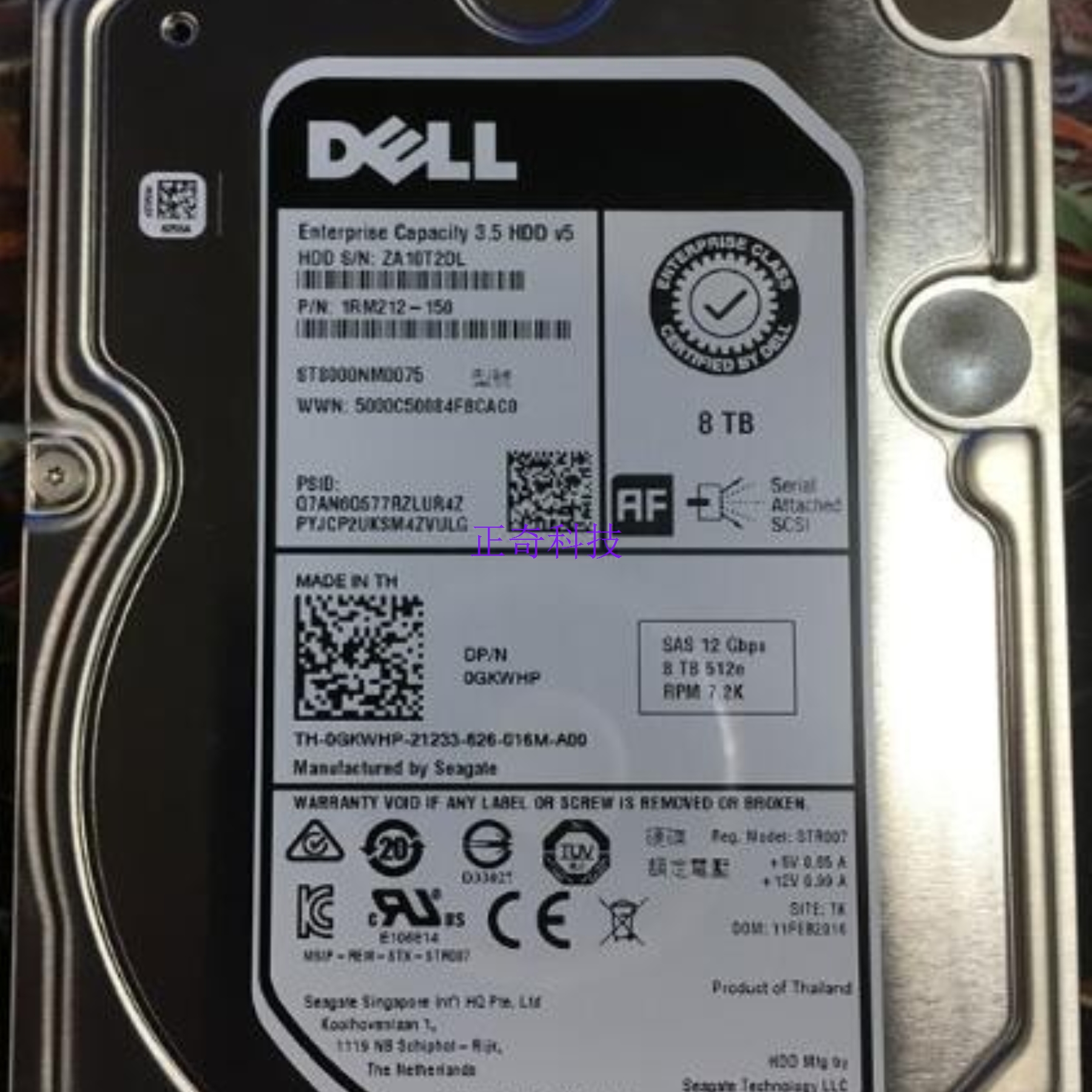 Dell/戴尔 ST8000NM0075 0GKWHP GKWHP 8T 7.2K 3.5 SAS 12Gb硬盘