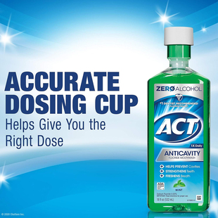 美国ACT成人 防蛀防龋齿含氟漱口水无酒精配方薄荷532ml清新口气