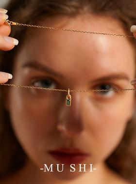 烟锁重门S925银镀18K金锁骨链