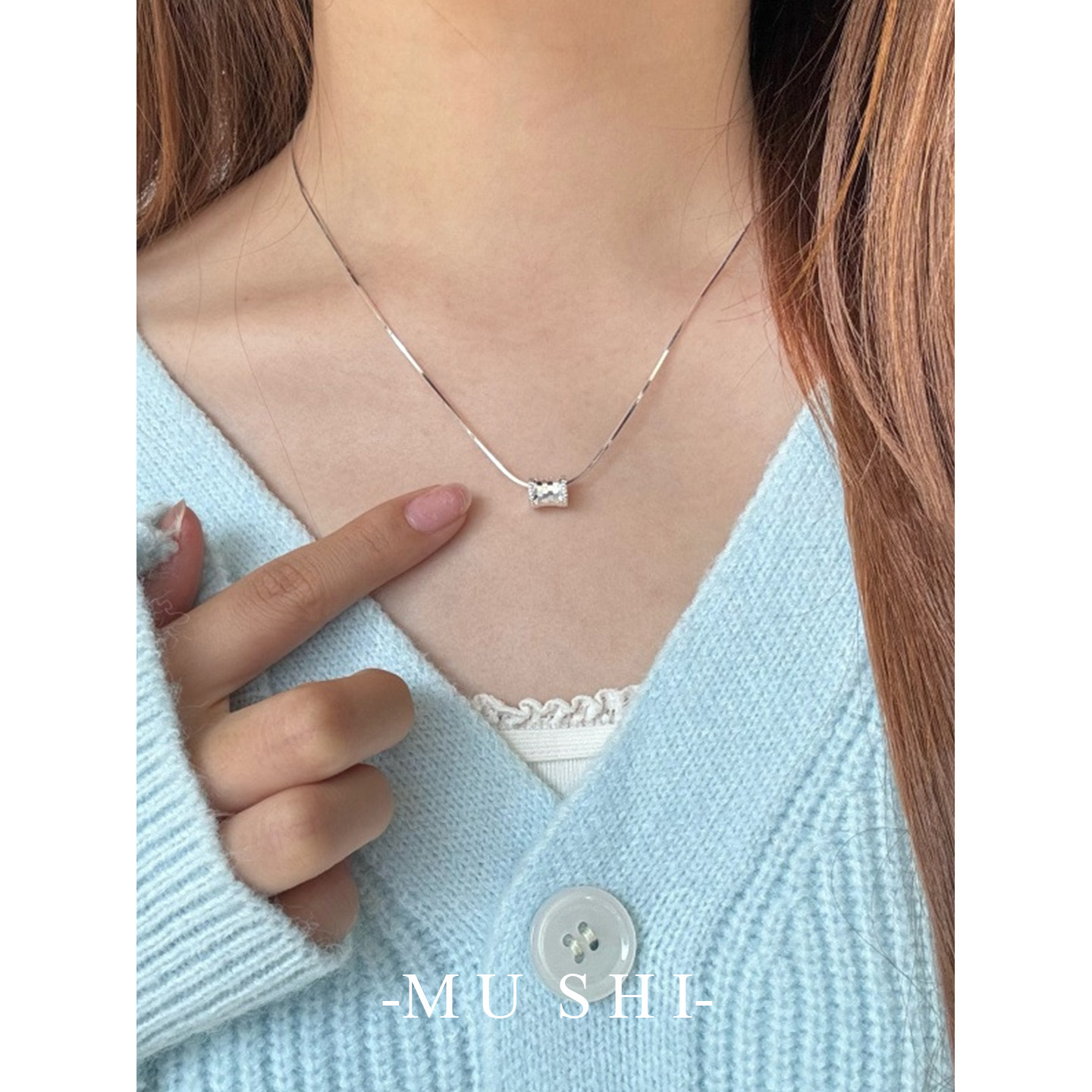 鱼鳞小蛮腰项链设计感s925银