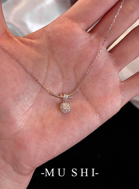 微笑方糖项链女轻奢小众s925纯银