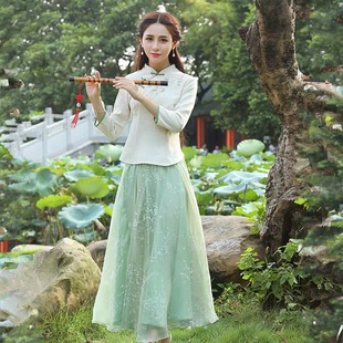 009 2025年新款新中式国风套装女高级感气质名媛半身裙两件套S码