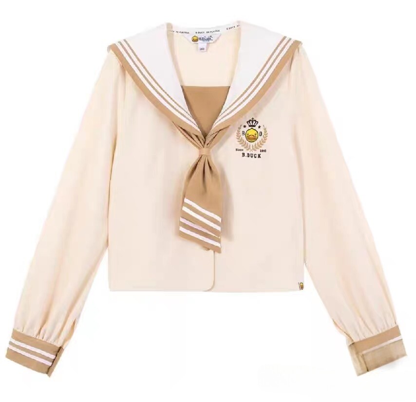 055 B.DUCK小黄鸭学院风水手服衬衫+半身裙两件套 L码