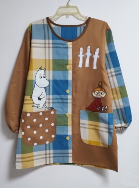 包邮女式 长袖成人围裙厨房清洁家务韩版时尚店员工作服烘焙日本