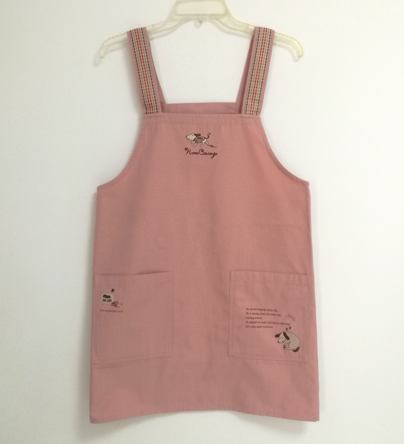 包邮成人刺绣工作服日本围裙卡通可爱厨房反穿衣居家韩版时尚罩衣