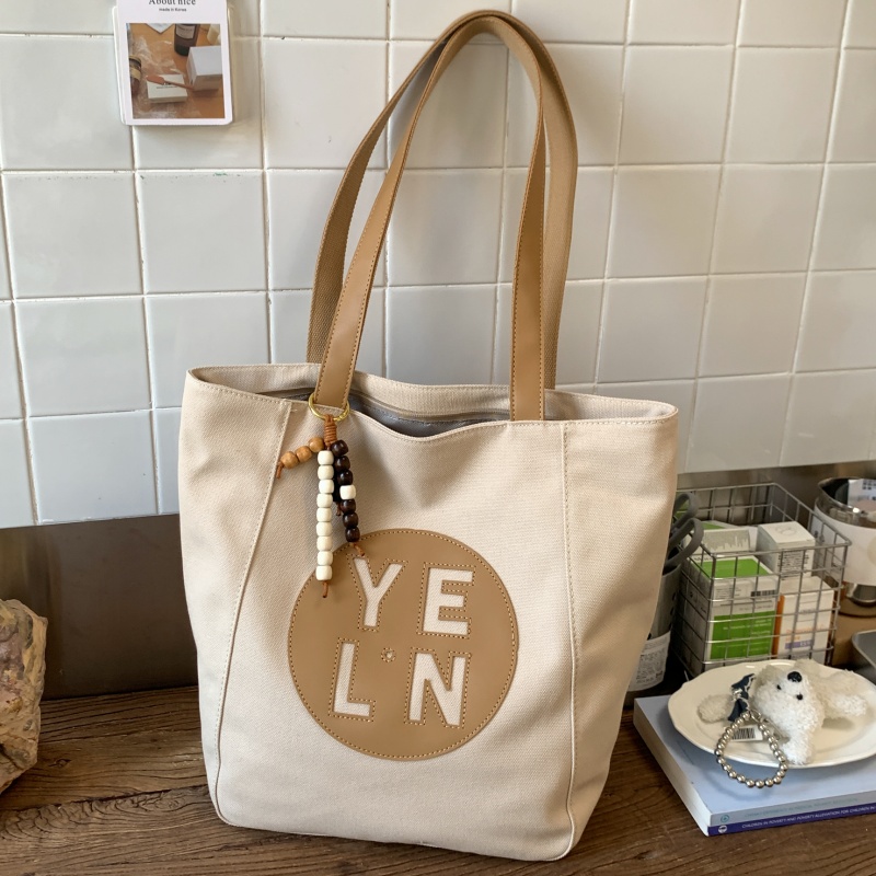 秋冬字母帆布托特包大容量单肩包