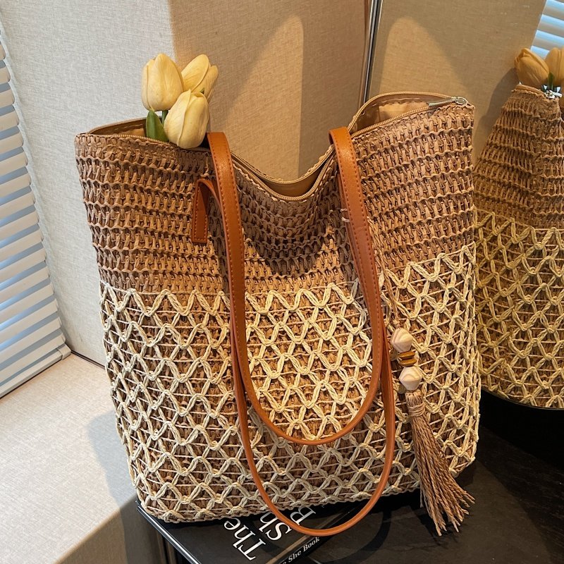 海边度假草编包包女2026新款大容量编织沙滩包百搭通勤单肩托特包,箱包皮具/热销女包/男包,托特包,淘宝优惠券,粉丝福利购,淘宝优惠卷