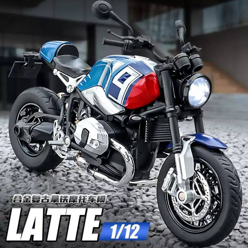 1:12仿真宝马拿铁摩托车模型合金机车街车赛跑车男孩礼物收藏摆件