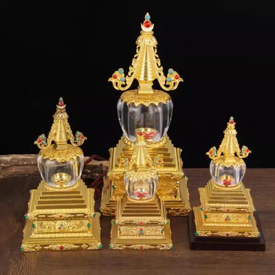 合金合金水晶舍利塔摆件