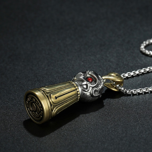 尼泊尔工艺藏式黄铜吊坠天珠五股杵大鹏金刚摩尼宝铜项链饰品