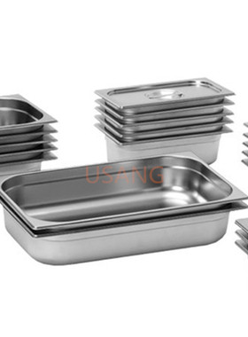 Gastronorm Container加厚欧式不锈钢份数盆1/4 1/6 1/9 GN食物盆