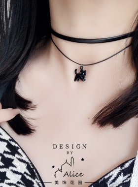 双层超百搭少女气质猫咪控锁骨链