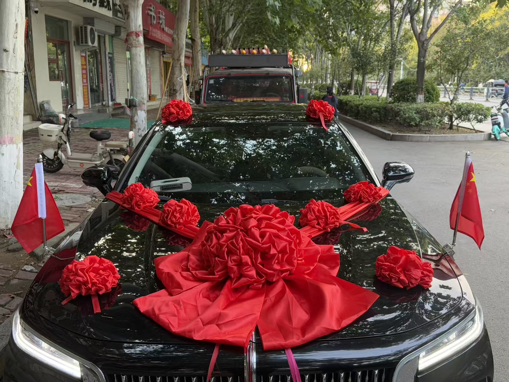 大红花球汽车新车结婚车头花婚车主婚车花全套车队大红花球